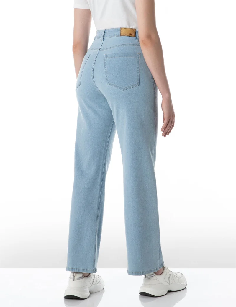 inkd Seaside Slate Women's Wide Leg Jeans - High-Rise | Stretchable | Enzyme Wash | Classic 5 Pocket Styling | Jeans for Women for Women | Best Price UAE